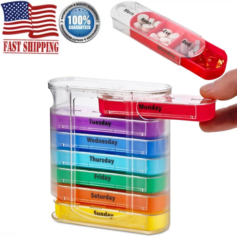 Weekly Pill Organizer Case 7-Day Organizer Box Vitamin Box 4 Times A Day * 7 Day