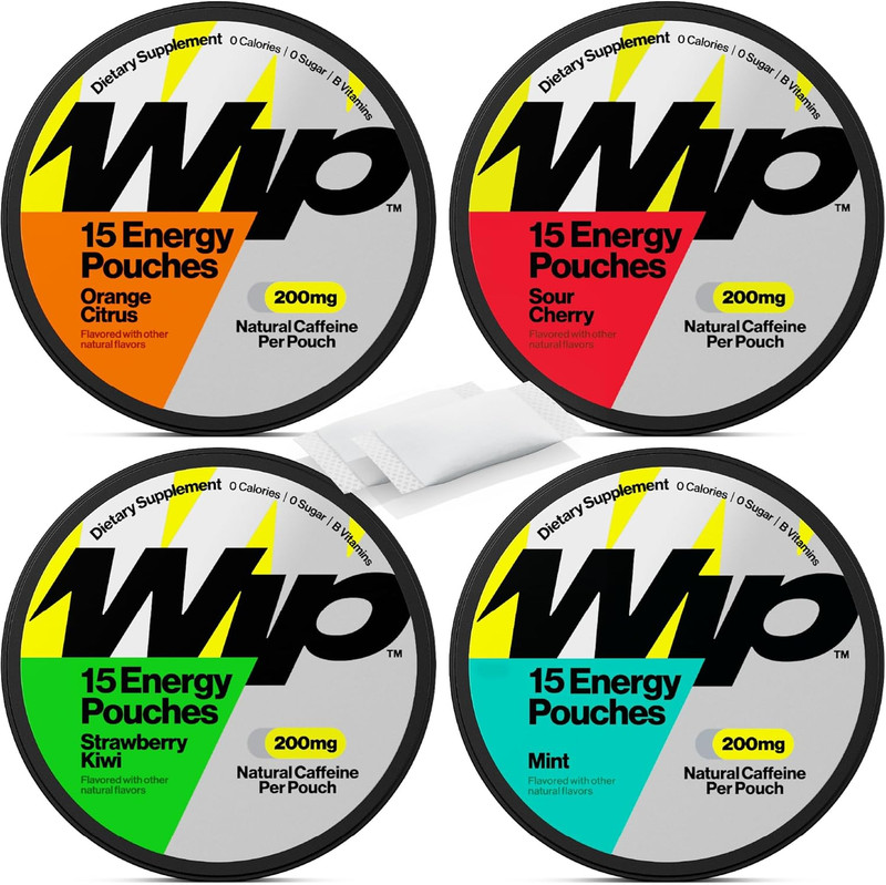 Energy Pouches | 200mg Natural Caffeine | Vitamins and Minerals | 4 Pack Assorte