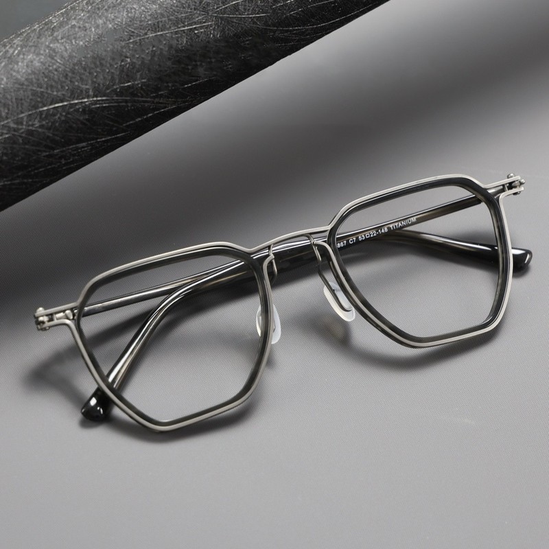 Brand Design Pure Titanium Eyeglass frames Japaneses Retro Acetate Large Glasses gallery