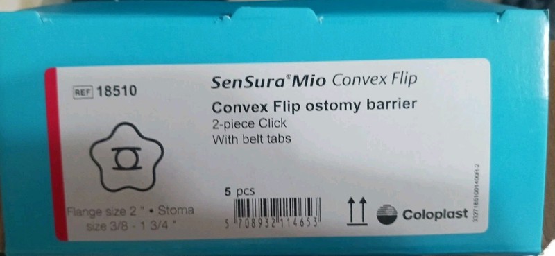 Coloplast SenSura Mio 18510 Convex Flip 2 Pc Ostomy Barrier 3/8-1 3/4″ Cut-fit R