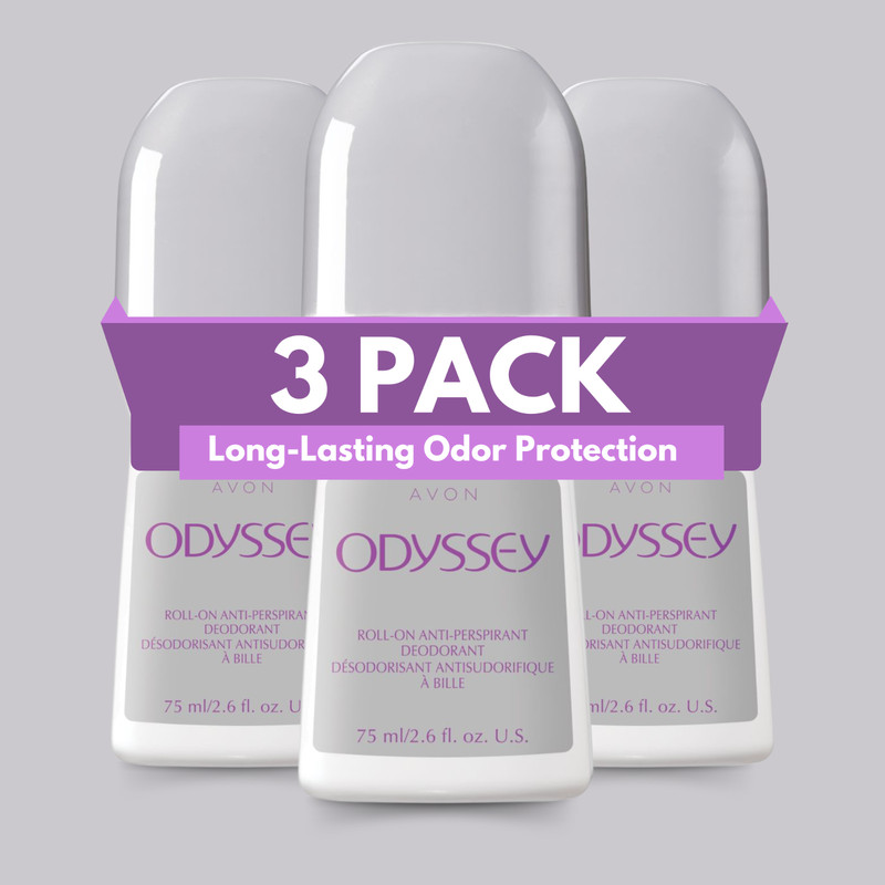 Avon Odyssey Roll-On Antiperspirant Deodorant, 2.6 fl oz Long-Lasting (3-Pack)