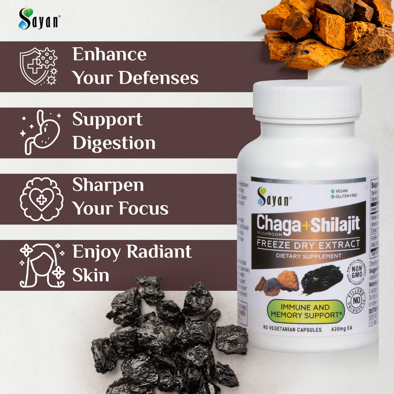 Chaga Mushroom & Shilajit Supplement 90 Caps Siberian Natural Immune Support gallery