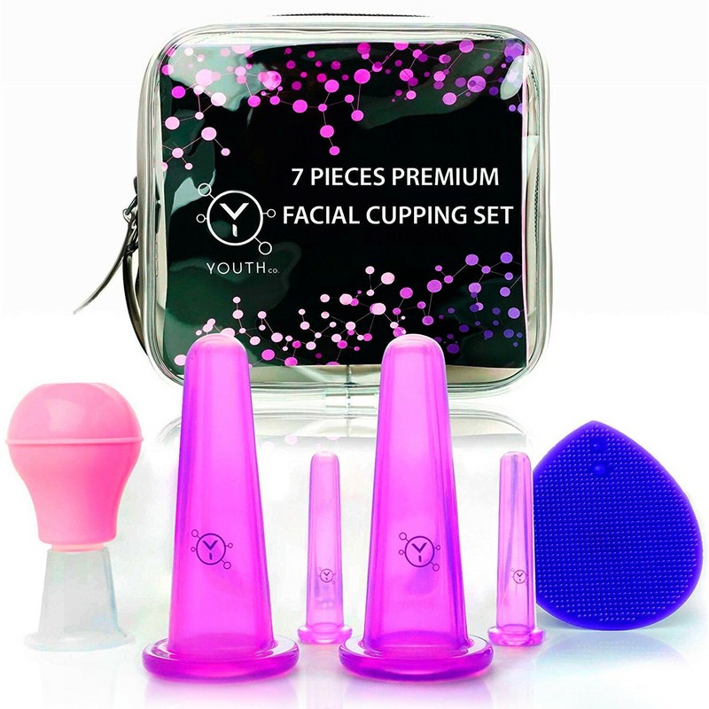 7 Piece Facial Cupping Set Silicone Face Cups Anti Aging Wrinkle Massage Kit