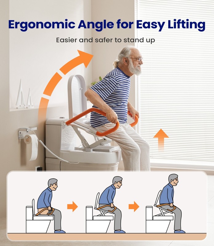 Electric Elevated Toilet Seat with Handles,Toilet Lift Assist,Support to 330LBS gallery