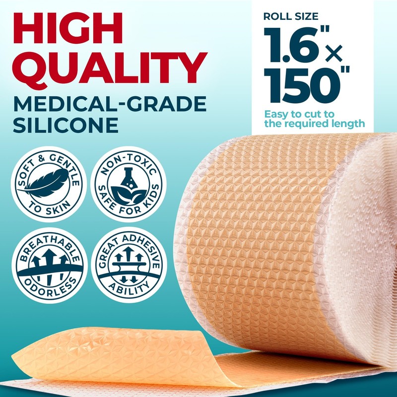 Medical Grade Silicone Scar Tape - 1.6”x150” - Visible Difference on Keloid &... gallery