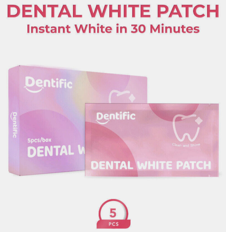 2X DENTIFIC Dental White Patch Whiten Teeth with Glycerin Menthol &PVP