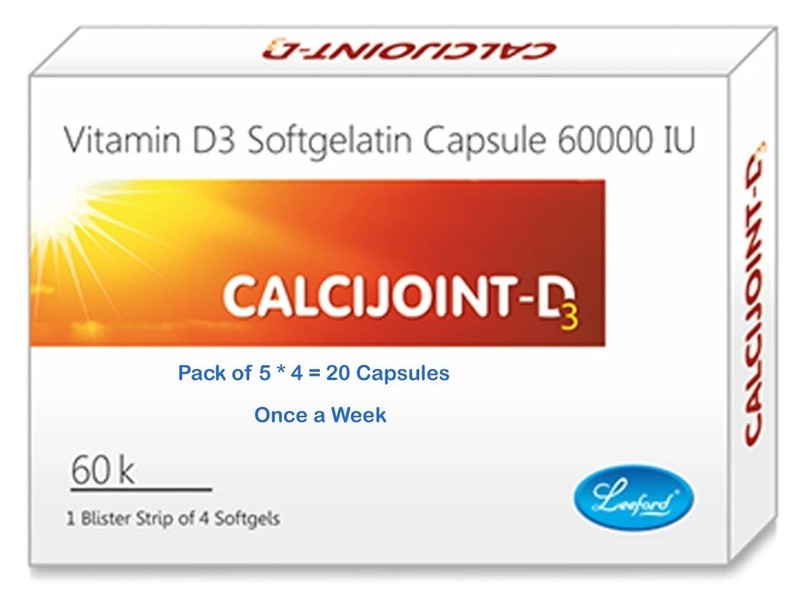 CALCIJOINT Vitamin D3Cholecalciferol 60000 IU Pack of 10 x 4 Capsules Once Week