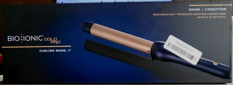 Bio Ionic Gold Pro Curling Wand 1″ Shine+ Condition Moisturizing Heat 430°F