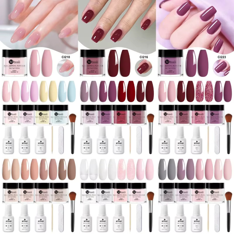 10pcs/set Nail Dipping Powder Natural Dry No Lamp Cure DIY Nail Art Decoration P