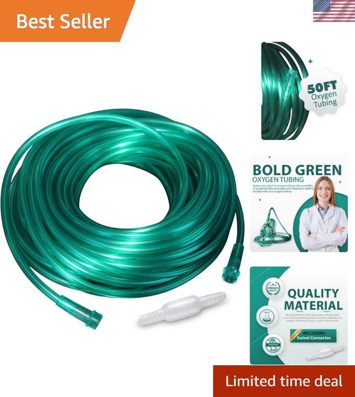 Oxygen Tubing 50FT Green Crush Resistant Non Kinking for Cannula Nasal Tubing…