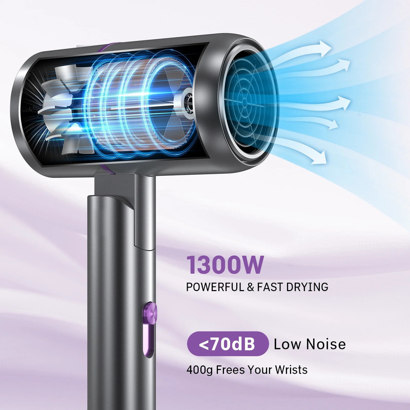 1300W Ionic Hair Dryer, Light Quiet, for All Hair Types Salon Travel with Nozzle gallery