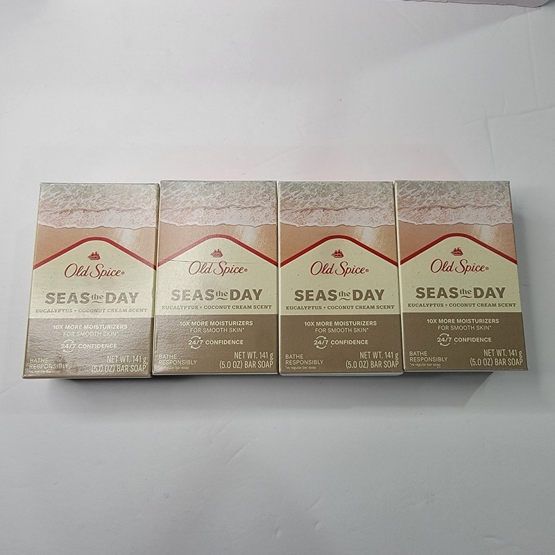 Old Spice Bar Soap Seas The Day Eucalyptus & Coconut Cream 5 Oz Lot Of 4 gallery