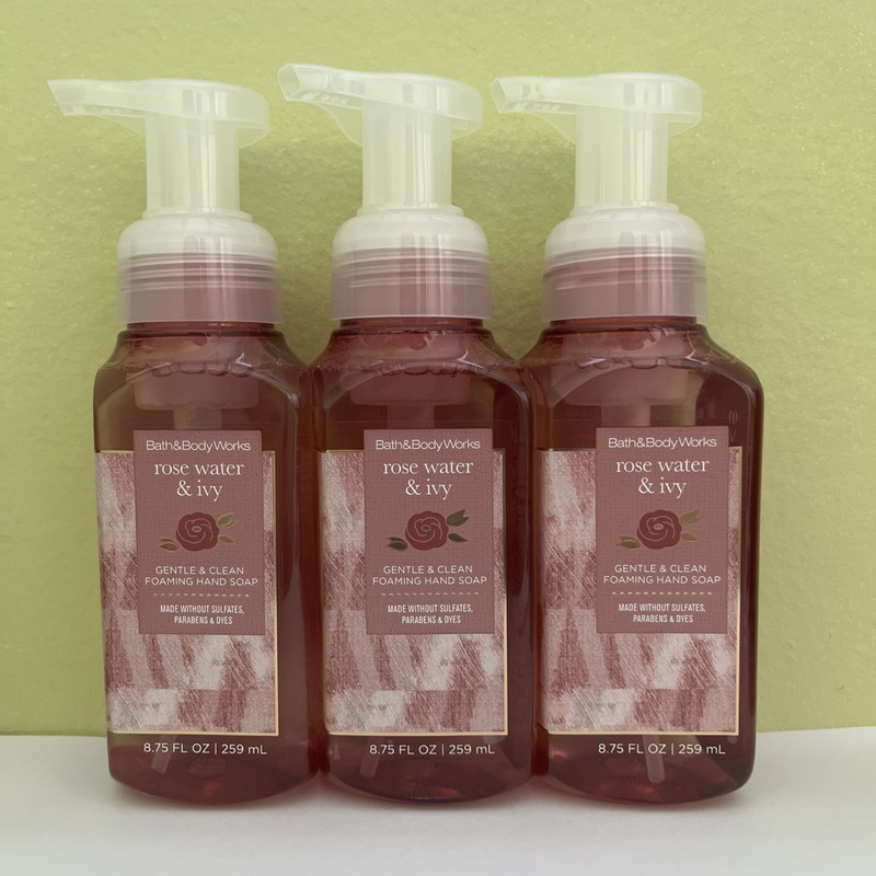 (3) Bath & Body Works ROSE WATER & IVY Gentle & Clean Foaming Hand Soap NEW