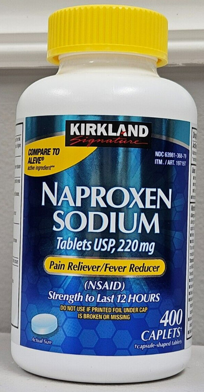 Kirkland Naproxen Sodium 220mg Pain Reliever Fever Reducer 400 Caplets Exp 09/25