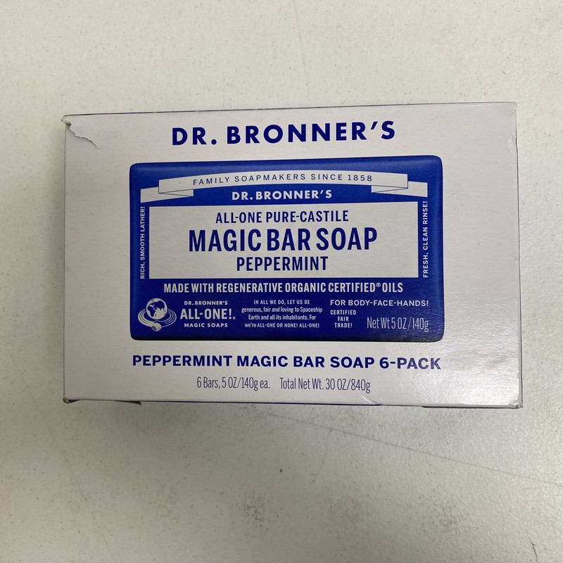 Dr. Bronner’s All-One Pure-Castile Peppermint Magic Bar Soap 6-Pack 5 oz Bars