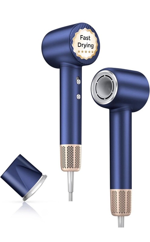 High-Speed Ionic Hair Dryer Blue Plastic, 2 Speeds, 140000 RPM