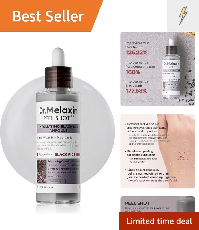 Radiant 80ml Black Rice Peeling Ampoule – AHA BHA Exfoliator for All Skin Types