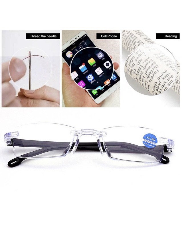 4 PK Mens Rectangular Rimless Blue Light Blocking Reading Glasses Unisex