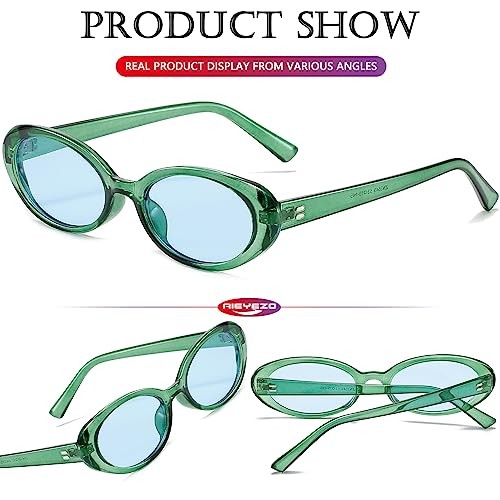 Retro Oval Sunglasses for Women Fashion Small Oval Frame 54 Millimeters Green gallery