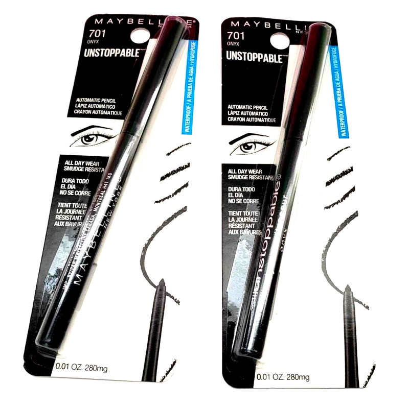 Maybelline Unstoppable Waterproof Mechanical, Black Eyeliner Onyx, (701) 2 Count