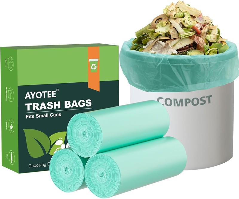 75 Counts AYOTEE Mini Garbage Bags, 1.2 Gallon Small Compostable Trash GREEN