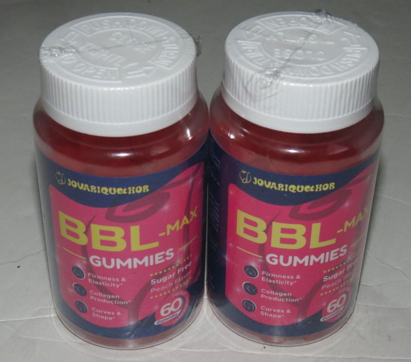 sh2 TWO BBL-MAX Gummies 60 x 2 Count Peach Sugar Free Firmness Curves Shape
