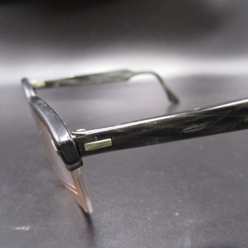 Vintage Shuron Browline Eyeglass Frames 22mm Bifocal Lenses Black Gray Silver gallery