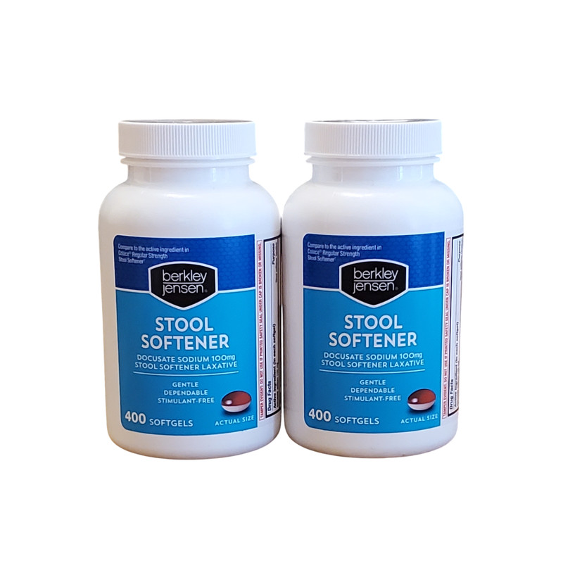 2 x Berkley Jensen Stool Softener Laxative, Docusate Sodium 100 Mg, 400 Softgels