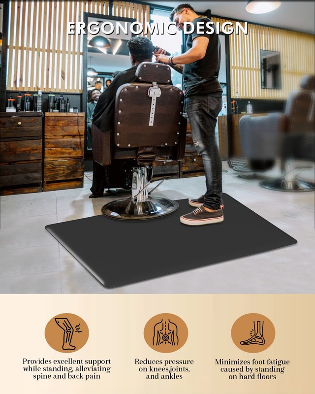 Rectangle 3'x5'x7/8" Anti-fatigue Salon Chair Mat Barber Chair Floor Mat (Black) gallery