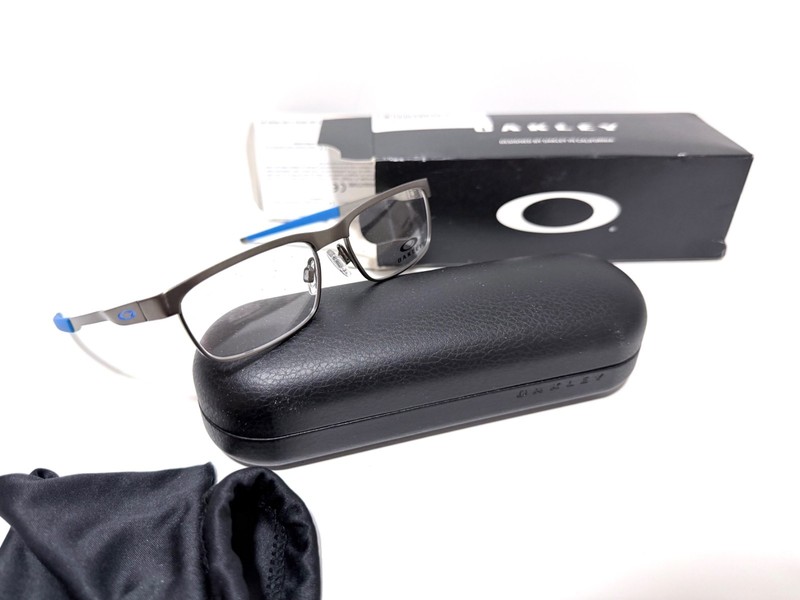 OAKLEY OY3002-0246 STEEL PLATE XS SATINE CHROME GRAY BLUE EYEGLASSES 46-14-130MM gallery