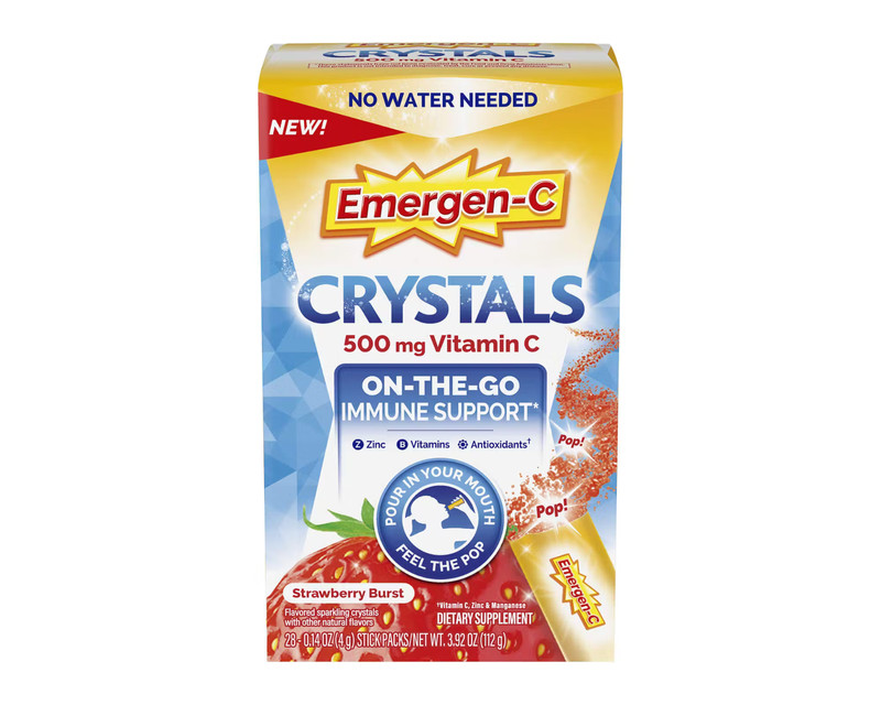 Emergen-C – Crystals 500 mg Vitamin C, Strawberry Burst 28 Packs – EXP 2/2026