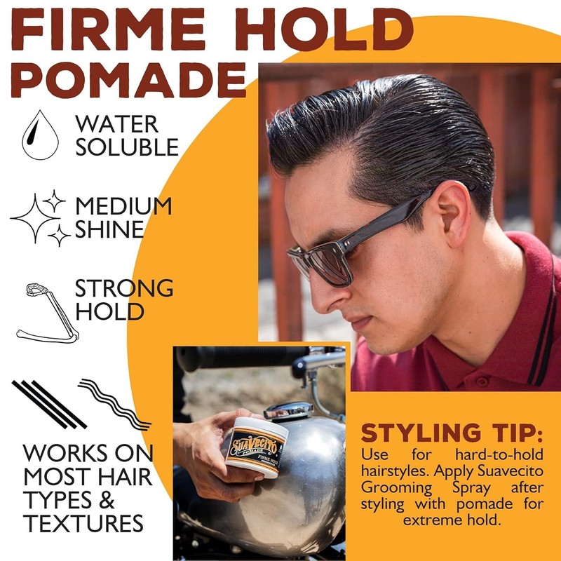Suavecito Firme (Strong) Hold Pomade 2 Pack Bundle 4 oz. Cans New gallery