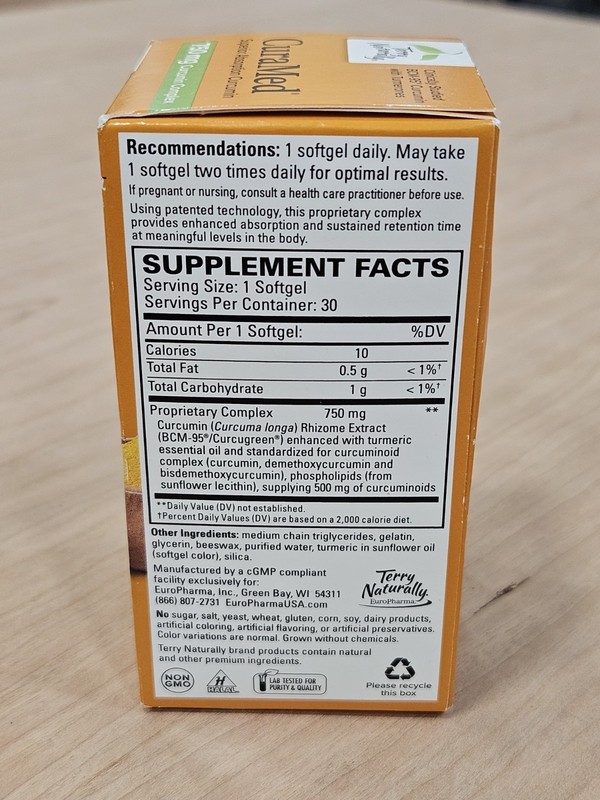 Terry Naturally 🟠 CuraMed Superior Absorption Curcumin 750mg 30 Softgels 12/27 gallery