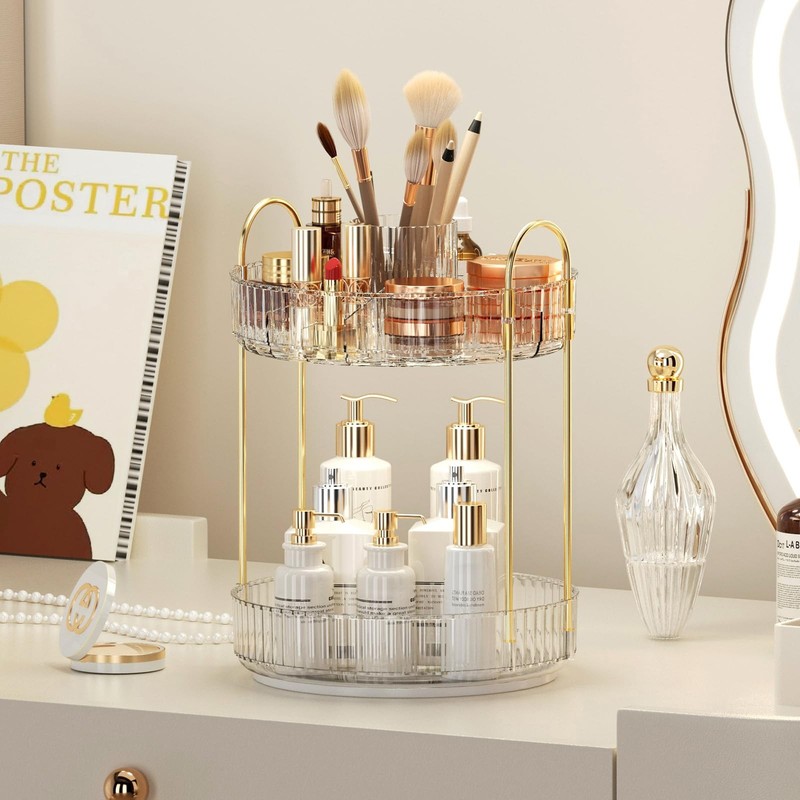 360° Rotating Makeup Organizer, Upgraded 2 Tier Skincare Perfume Organizers f... gallery