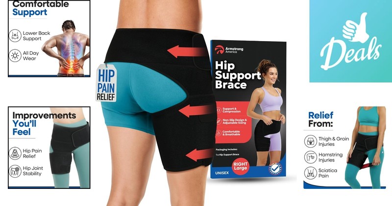 Neoprene Thigh Wrap - Large Compression Sleeve for Men & Women, Sciatica Relief gallery