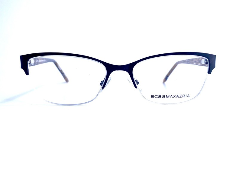 New BCBG Maxazria Black Cat Eye Half Rim Glasses Marble Temples Kana 53 17 135