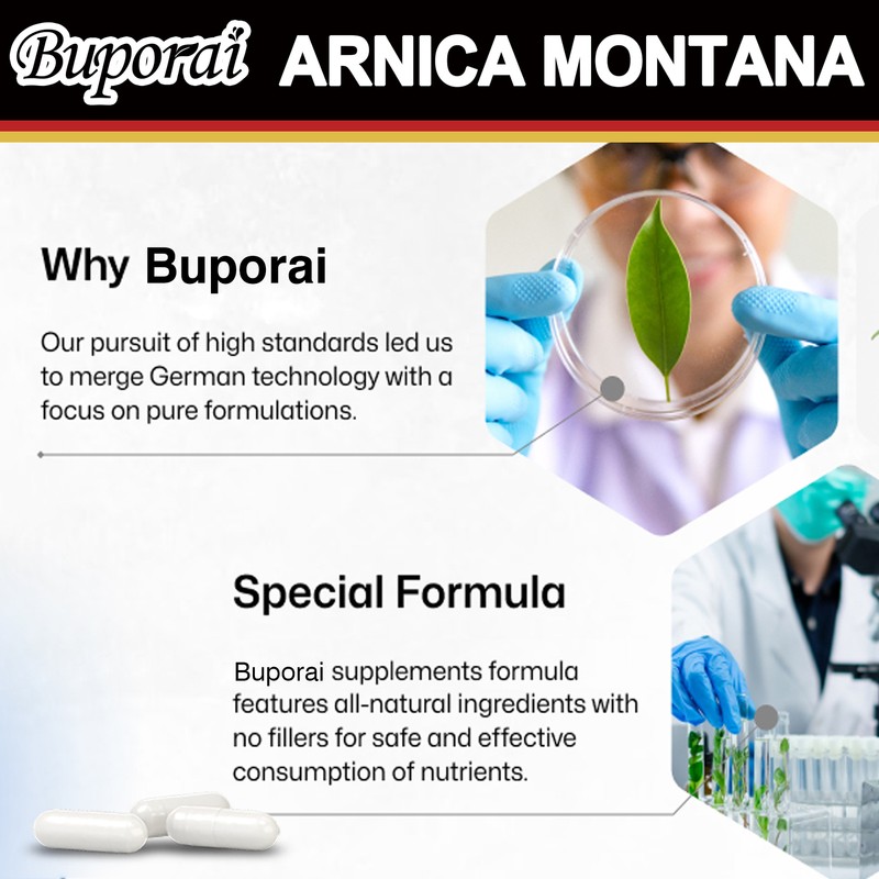 Arnica Montana 500mg -Reliever for Swelling & Bruises, Anti-Inflammatory Support gallery