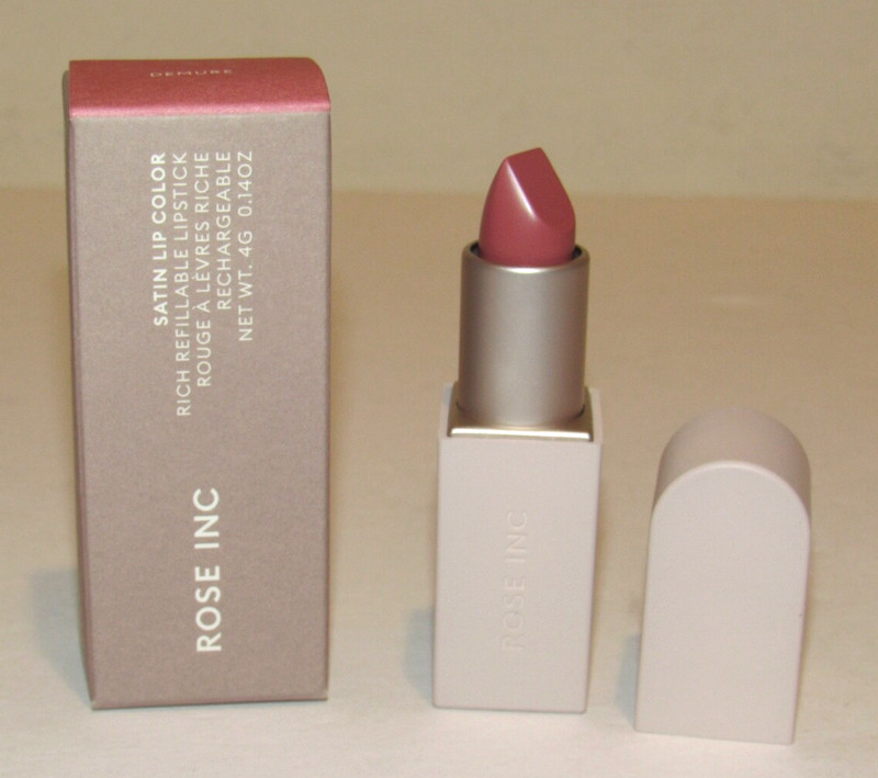Rose Inc Satin Lip Color DEMURE Lipstick Full Size 0.14 Oz 4 g NIB Refillable