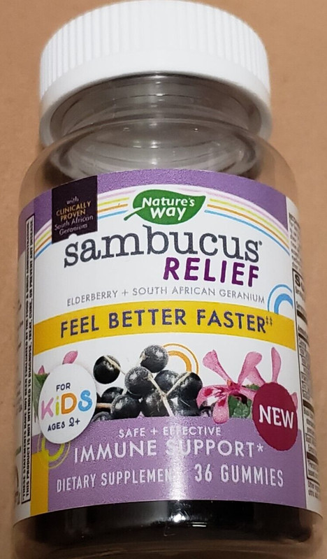 Natures Way Sambucus Relief Immune Support FOR KIDS – 36 Gummies – Exp 12/2024