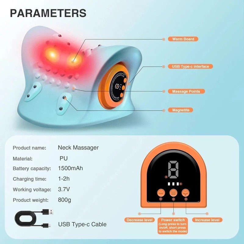 Hugterra Neck Massager 2025, Neck and Shoulder Relaxer with Heat, 3 Modes, Porta gallery