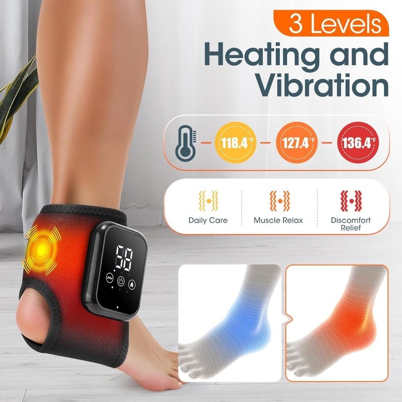 Electric Foot and Ankle Massager Brace for Pain Relief Heating Vibration Therapy gallery