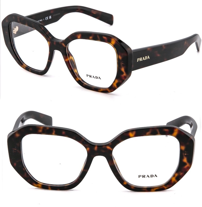 PRADA SYMBOLE PRA07V Brown Havana Geometric Bold Eyeglass Optical A07V A07