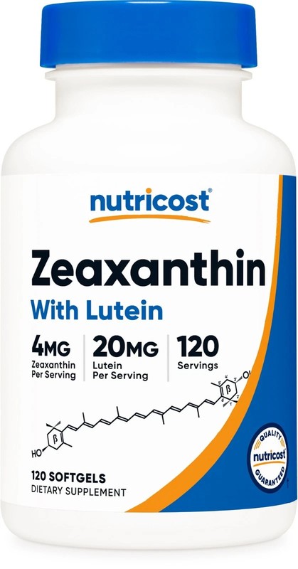 Nutricost Zeaxanthin 4mg with Lutein 20mg, 120 Softgels, Non-GMO & Gluten Free