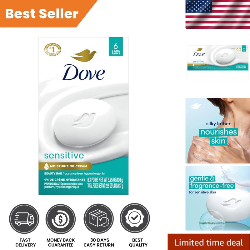 Dermatologist Approved Fragrance-Free Soap – 6-Pack Sensitive Formula 3.75 oz