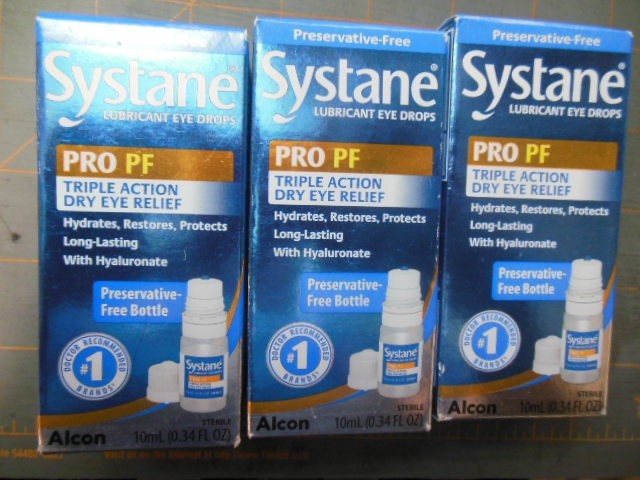 (3)Systane Pro PF Dry Eye Relief Lubricant Drops 0.34 Fl Oz.(10ml)each exp9/2026