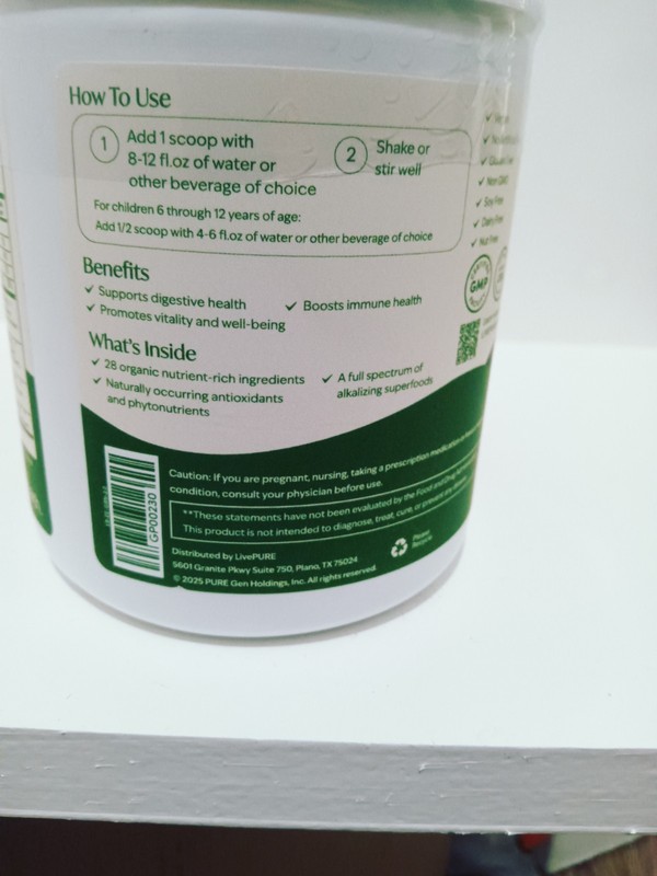 LIVE PURE Greens - 7.4oz (210g) Free Shipping US gallery