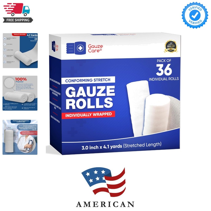 Gauze Rolls 3 inch 36 Rolls – Quality Lint and Latex-Free Rolled Gauze 3 inc…