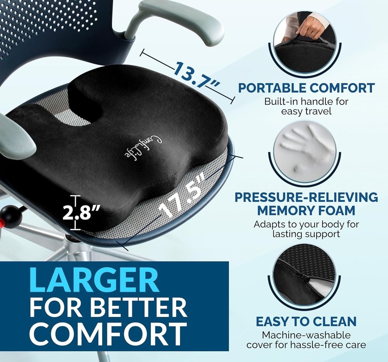 Gel & Memory Foam Seat Cushion – Doctor Recommended Office Chair Cushion, Car... gallery