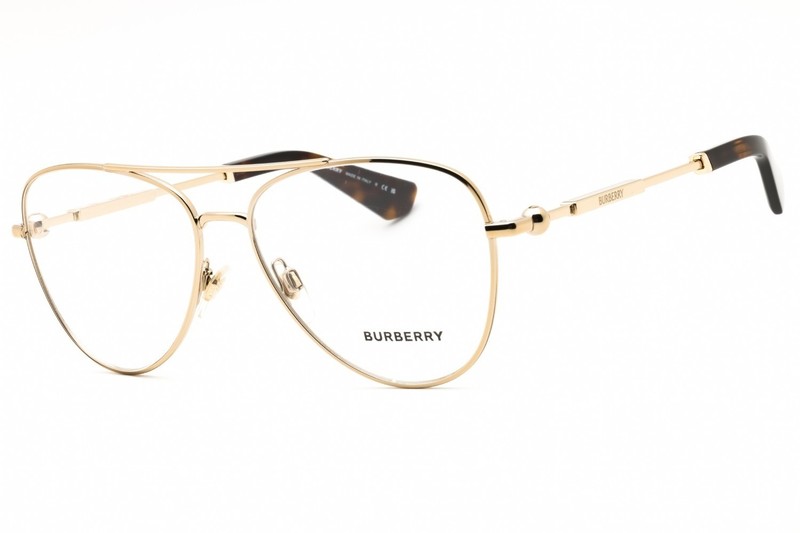 Burberry BE1386 1109 Pilot Eyeglasses 57mm Light Gold / Clear Demo Lens