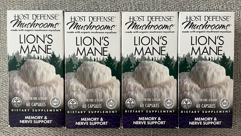 4Pack Host Defense Lions Mane 60 Caps Memory Nerve Support Exp09/26 Brain Boost